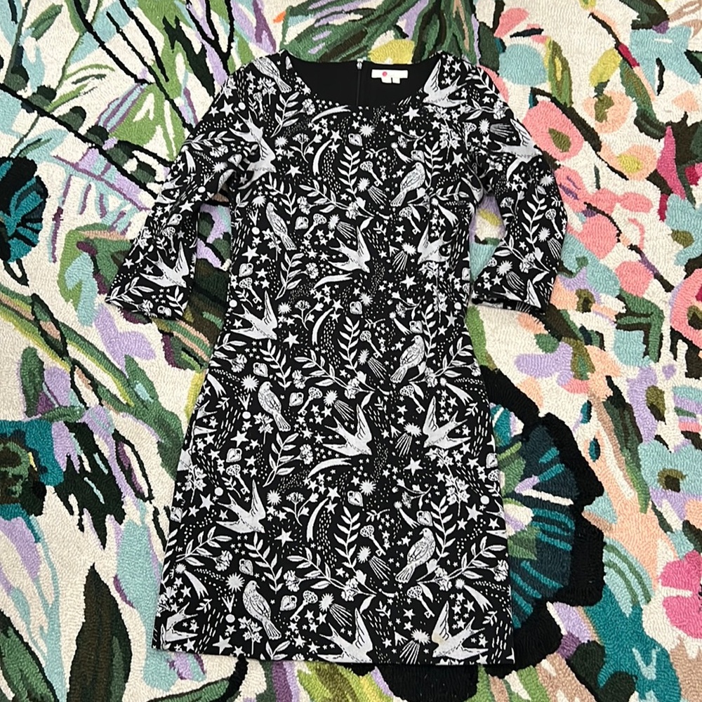 Boden Black & Grey Classic Flash Tattoo Dress Sz 8R
